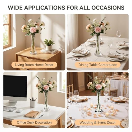 25CM Tall Glass Flower Bud Vase Single Stem Decorative Vase Narrow Bud Vase Table Centrepiece for Wedding Living Room Table Home Decoration(Transparent)
