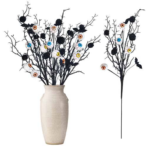 3PCS Halloween Decoration Pumpkin Artificial Floral Picks, Eyes Halloween Branches Decorations for Vase Home Indoor Party Décor - color: Eyes 3pcs