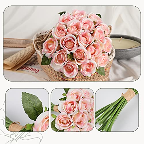 ZMZQ&flw 36 Roses Artificial Flowers with Single Stem, 2 Bouquet Silk Flesh Pink Roses Faux Fake Flowers for Outdoor Bridal Wedding - color: Flesh Pink 36pcs
