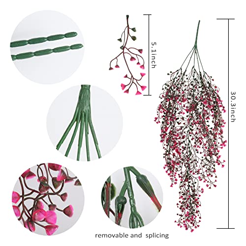 RECUTMS Hanging Fake Vine Plants 4 Pcs Artificial Large Garland Faux Flower Ferns Plant Baby Breath Ivy Room Wall Decor Home Office Garden Wedding Party Indoor Outdoor Decor (Pink) - color: Pink