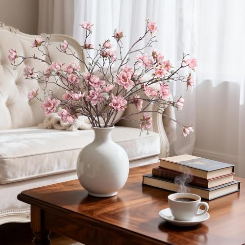 HyeFlora 3PCS Artificial Magnolia Flowers Stems for Spring Decoration, Faux Pink Magnolia Branches with Buds, 34.5" Long Stems Floral Arrangement for Vase Pot Table Centerpiece Indoor Decor - color: Pink