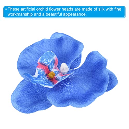 PATIKIL 9cm/3.5" Artificial Orchid Flower Heads, 20 Pack Silk Phalaenopsis Fake Butterfly Orchid Heads for Wedding Floral Bouquet Decor DIY Craft Making, Blue - color: Blue, size: 3.5"