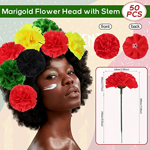 Syhood 50 Pcs Juneteenth Marigold Flower Bulk Decorations Juneteenth Accessories June 19th 1865 Independence Day Decoration for African Afro American Festival - color: Multi Colors