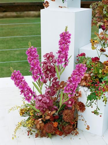 IPOPU 6PCS Delphinium Artificial Flowers 39" Realistic Faux Hyacinth Long Stem Delphinium Silk Flowers for Tall Vase Filling Wedding Centerpieces Home Decor (Purple) - color: Purple