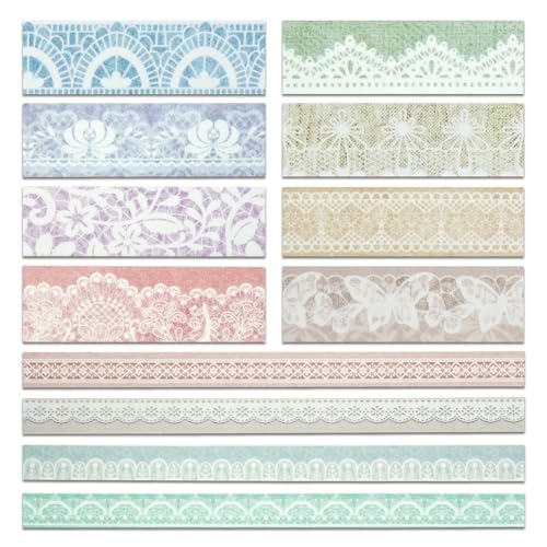 YUBBAEX 12 Rolls Lace Patterns Washi Tape Set Vintage Arts Masking Tape Floral Decorative for DIY Crafts, Bullet Journal Supplies, Planners, Scrapbook, Card/Gift Wrapping