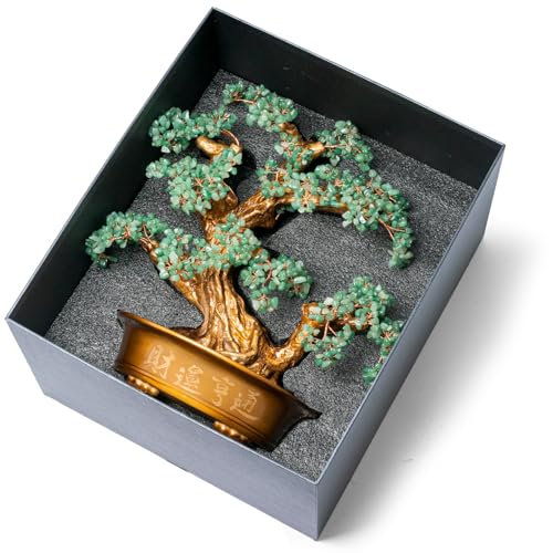 Green Aventurine Gemstone Crystal Bonsai Tree of Life（1,350 Gemstone Count） Large Feng Shui Money Chakra Tree for Luck and Wealth Desk Decoration 20 Inches - color: Big Aventurine