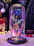 Mothers Day Mom Gifts for Mom Women Birthday Gift Galaxy Glass Rose in Glass Dome Forever Eternal Crystal Flowers with Butterfly Mother's Day Flower Gifts for Women Wife Grandma Daughter Sister Purple - color: A Purple