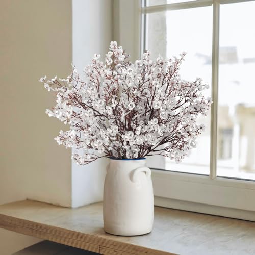 Babys Breath Artificial Flowers, 8 Bundles Real Touch Silvery Fake Flowers Silk Flowers Bulk for Vase Home Office Wedding Spring Christmas Indoor Outdoor Centerpiece Table Party Decorations - color: Silver, size: 8 Bundles