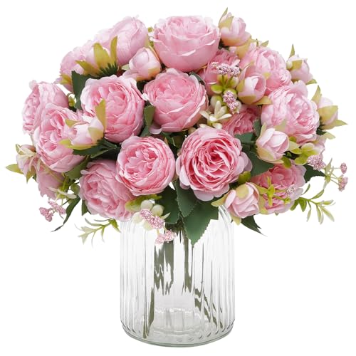 MARTINE MALL 4 Packs Peonies Artificial Flowers, Light Pink Artificial Peonies, Silk Peonies Flowers Fake Peonies Artificial Flowers Peonies Bouquet for Centerpiece Table Wedding Party Home Decor - color: Light Pink, size: 4PCS