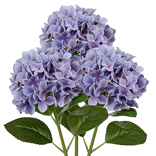DILATATA Faux Hydrangea Large Artificial Purple Hydrangea Flowers 26" Real Touch Hydrangea Flowers Lifelike Silk Hydrangea Stems for Wedding Party Garden Home Decor-3pcs - color: Light Purple #3, size: 3PCS