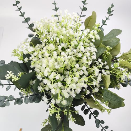 50 Pcs Mixed Artificial Eucalyptus Stems Bulk Babys Breath Fake Flowers Artificial Greenery for Home Decoration, Crafts, Wedding Arrangement - size: 50 Pcs
