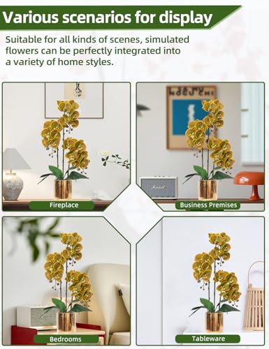 Artificial Orchid Flowers Set Fake Phalaenopsis Flower Faux Butterfly Orchid Real Touch Orchid for Wedding Home Office Party Hotel Yard Decoration Restaurant - color: Macula Lutea