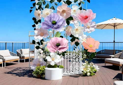 Standing Corn Poppy, Giant 5.58ft Life-Size Faux Blooms with Flexible Stem Metal Base Oversized Wedding Arch Decor,Garden Window Display(Purple,1) - color: Purple