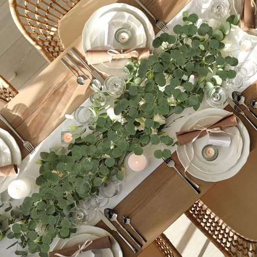 Sggvecsy 16Pcs Artificial Eucalyptus Garland Greenery Leaves Silk Vines Silver Dollar Leaves Faux Leaf Plants for Wedding Wall Table Party Home Fireplace Bedroom Decor - size: 16pcs