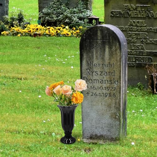 Cemetery Vase for Grave Decorations With Metal Spike, Ceramics Vase for Memorial Markers, Graveside Decor Sign for Outdoor Yard Lawn - size: 1 Pack