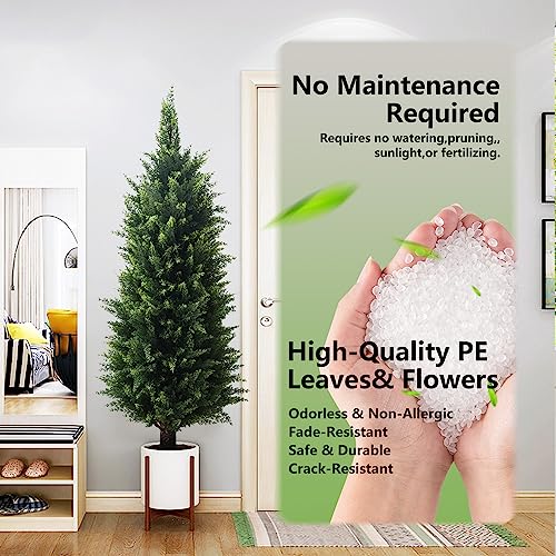 AUMMOOH Artificial Topiary Cedar Trees Outdoor (2, 37 Inch) - size: 37 Inch