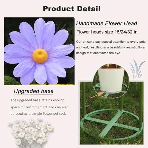 Large Daisy Flowers Artificial,5.9 Ft Giant Paper Flower Decoration,Big Flowers Decor for Party,Garden,Office,Home,Wedding,Graduation,Shop Window Display(Purple) - color: Purple