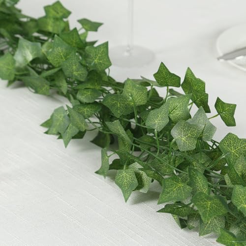 Efavormart 12 Pack 6.5ft Artificial Ivy Leaf Garlands, Bulk Silk Hanging Greenery Vines for Wedding Ceremony Backdrops, Party Wall Decor and Modern Long Table Runners - color: Type1