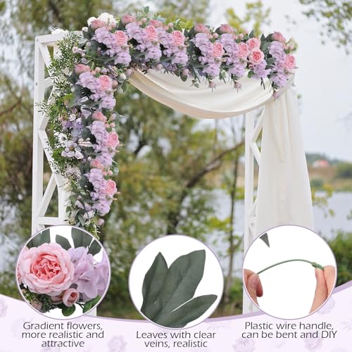 Yunsailing 8 Packs Artificial Peony Flowers Faux Silk Hydrangea Bouquet Vintage Wedding Home Table for Door Decor Reusable Bouquet of Rose Flowers for Valentine Wedding Birthday Party(Pink Purple) - color: Pink Purple, style: Hydrangea