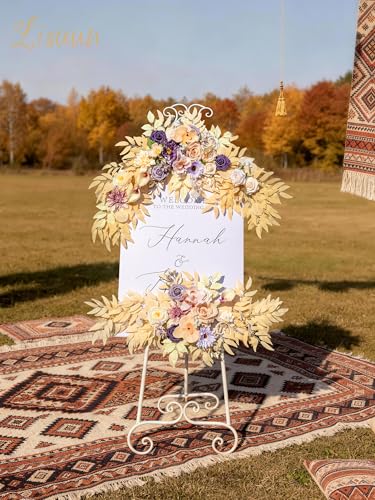 Lisuun Wedding Arch Flowers, Artificial Flowers for Decoration, Large Flower Swag for Boho Styles Wedding Ceremony Floral Decor - Pack of 2 - color: Purple Champagne