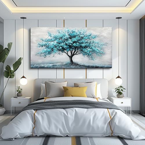 ZUITINGHUA Large Wall Decor For Living Room Canvas Wall Art For Office Modern Wall Decorations For Bedroom Teal Tree Landscape Painting Abstract Pictures Artwork Room Home Decor 24x48 In - color: Teal Abstract Tree, size: 48"L x 24"W