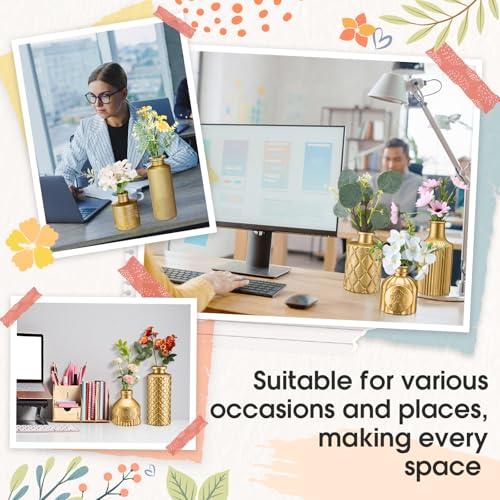 Yaomiao 30 Pcs Vases Bulk Colored Flower Glass Bud Vases Valentine Vintage Colored Glass Bottles Colorful Rustic Embossed for Home Wedding Table Decorations Gifts - color: Gold Series