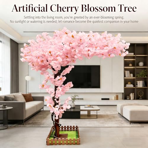 10FT Large Artificial Cherry Blossom Trees Pink for Home Decor Indoor Outdoor,Arbol De Cerezo Artificial Grande,Faux Fake Cherry Blossom Tree for Office Hotel Garden Party Wedding - color: Pink, size: 10x8.2ft