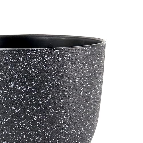 WSMKSZ Plant Pots 10/9/8 inch, Set of 3 Modern Decorative Plastic Planters with Drainage Holes and Saucers for Garden House Plants, Flower Pots for Indoor Outdoor Plants, Speckled Black - color: Speckled Black, size: 10"+9"+8"
