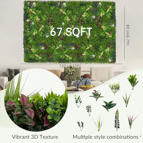 Artificial Ivy Boxwood Roll: 80"x120" UV Resistant Green Leaves Faux for Interior Backdrop,Garden and Indoor Outdoor Wall&Fence Covering Privacy, Party Wall Greenery Decor - size: 80"x120"