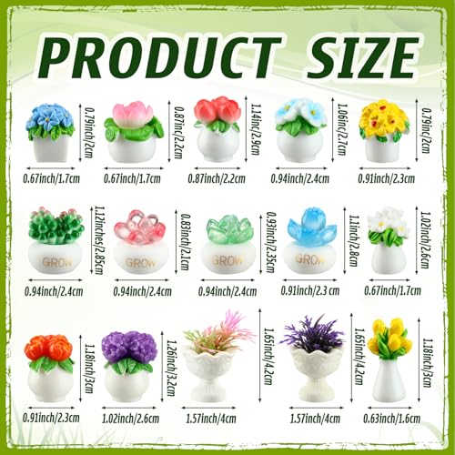 Threehoney 30 Pcs Miniature Dollhouse Plants Accessories Mini Artificial Potted Flower Tiny Resin Greenery Cactus Figurines for Doll House Gift DIY Garden Bonsai Micro Landscape Decoration(Succulents) - style: Succulents