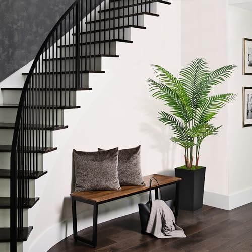 ASTIDY Artificial Palm Tree 5FT - Fake Tree with Black Tall Planter - Faux Tropical Areca Floor Plant in Pot - Artificial Silk Plant for Home Office Living Room Decor Indoor - color: Black, size: 5ft