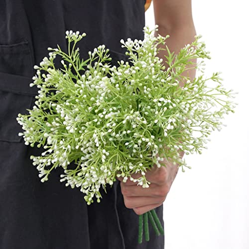 PASYOU Artificial Plants, Fake Plastic Pearl Bouquet Faux White Flowers Bushes Greenery Shrubs Decor for Indoor Outdoor Home Garden Office Table Vase DIY Decoration Planter Filler 4 Pack - color: Pearl Flowers - 4 Pack