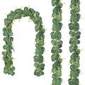 CQURE 3Pcs Eucalyptus Garland,Artificial Eucalyptus Leaves Table Greenery Garland Wreath Vines for Wedding Party Table Fireplace Bedroom Wall Room Decor - size: 17.7 Ft without Flowers