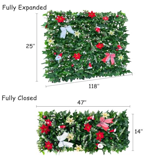Sumery Expandable Fence Privacy Screen for Balcony Patio Outdoor,Decorative Faux Ivy Fencing Panel,Artificial Hedges (Single Sided Leaves) (1, Christmas-Ivy) - color: Christmas-Ivy