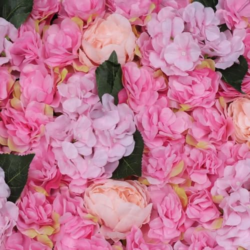 Flower Wall Panel Floral Backdrop, 6 Pcs Flower Wall Decor, 24" X 16" Silk Rose Wall, Artificial Flower Wall Backdrop Faux Flower Panel for Wedding, Party, Home (Dahlia Peony Hydrangea) - color: Dahlia Peony Hydrangea