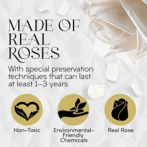 GLAMOUR BOUTIQUE Eternal Preserved Roses in a Box, Flowers Forever, Rose Forever in a Box for Wife or Her, Lasting Real Flower Gift, Elegant Luxury Floral Home Decor, 7 Roses, White (Color-Treated) - color: White 7 Roses, size: 7 Roses