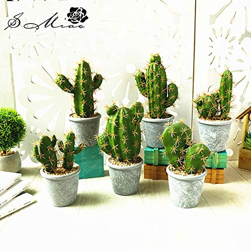 Artificial Succulent Plants,Fake Cactus Decorative Plants - Artificial Cacti with Gray Pots Planters,Artificial Faux Cactus for Home Décor House Office Ornaments