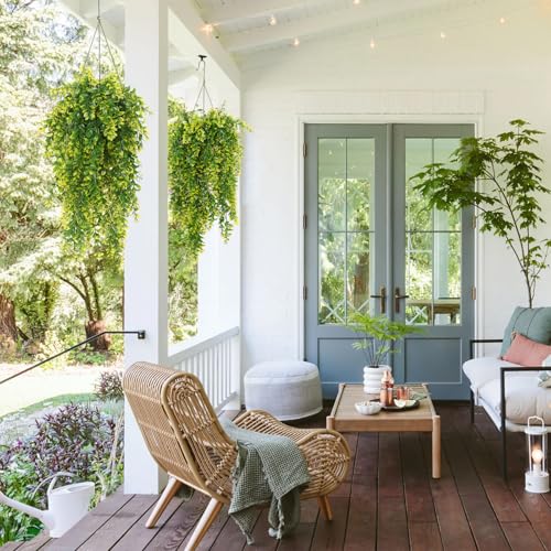 RECUTMS Artificial Hanging Leaves Plants 4Pcs Indoor Fake Vines Ivy Leaves Plastic Greenery Resistant Plastic for Wall Wedding Party Porch Garden Decoration(Yellow) - color: Style2-yellow