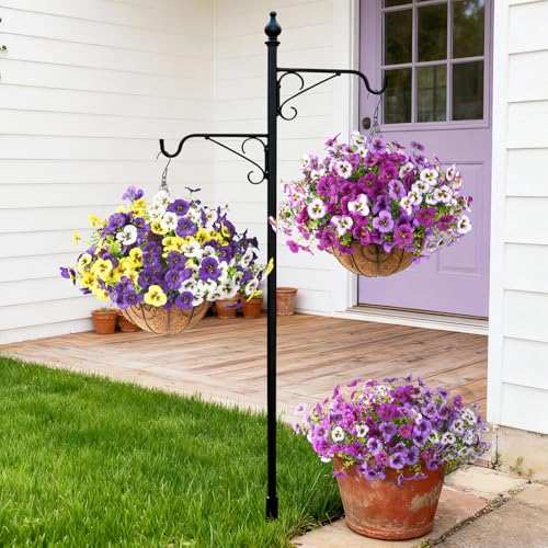 INQCMY Artificial Fake Pansy Flowers for Outdoor, 12 Pcs Faux Silk Pansies Flower for Spring Summer Decoration, UV Resistant Fake Plants for Outside Planter Porch Yard Patio Home Decor(Mixd Purple) - color: Mixd Purple