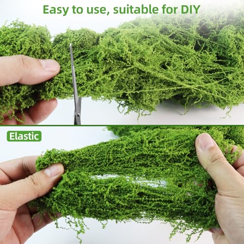 Fake Green Moss for Potted Plants Indoor, 5.3oz Artificial Moss for Crafts, Faux Decor for DIY Decorative, Model Making, Walls, Glass Containers