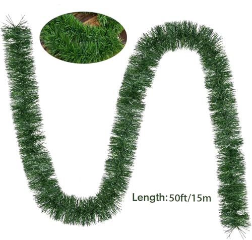 Christmas Garland, Artificial Non-Lit Soft Green Garlands - Festive Holiday Decor for Indoor Use - size: 52ft