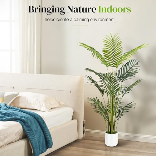 Artificial Palm Tree 4FT, Suntee Fake Tree with White Tall Planter 2 Pack, Faux Tropical Areca Floor Plant in Pot, Artificial Silk Plant for Home Office Living Room Decor Indoor - size: 4 FT
