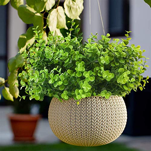 Artificial Flowers Outdoor,8 Bundles UV Resistant Fake Flowers,Outside Plastic Faux Flowers Greenery Shrubs Plants for Indoor Outdoor Planter Home Porch Decor(Green) - color: Green, size: 8 Bundles