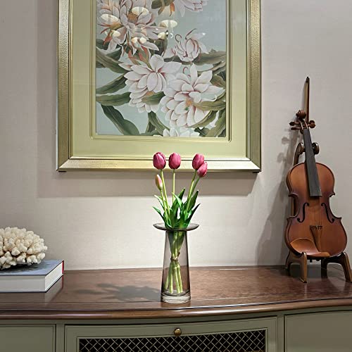 16-inch Premium Real Touch Fake Tulips, Artificial Flowers with Buds, Flexible Stem Easy to Shape, Faux Tulips (Vase not Included), 5-Pack Set of Royal Purple - color: Royal Purple