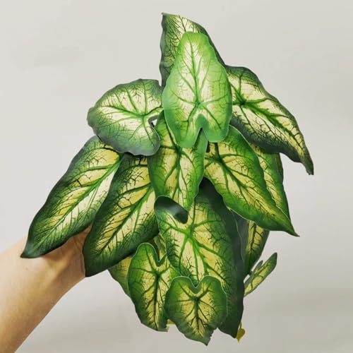 Reptile Plants for Terrarium, Amphibian Habitat Decor Artificial Hanging Plants with Suction Cup, Artificial Plants for Gecko Chameleon Snake Tortoise Tank Accessories. 2-Pack (Alocasia odora-B) - color: Alocasia Odora-b