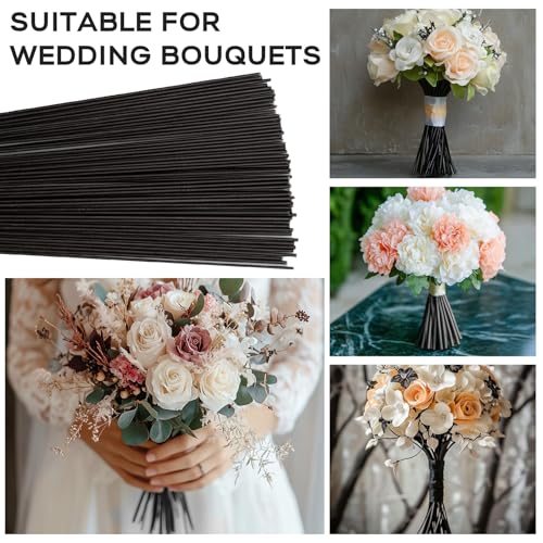 60 Pack Flower Stems, Floral Wire Stems, 2 Gauge Brown Floral Stem Wire for Paper Wrapped Wreath Making Supplies - color: Brown
