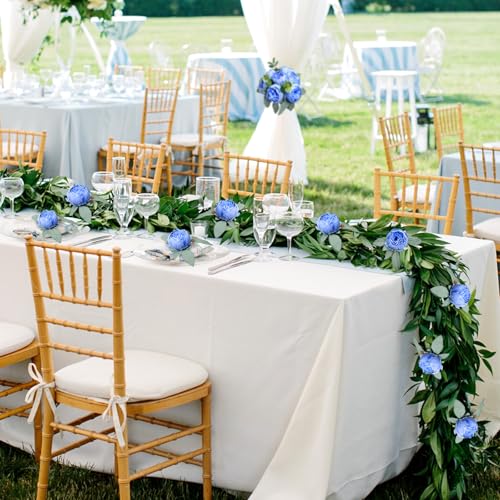 50Pcs Artificial Peonies Flowers Bulk, 4’’ Blue Peonies Fake Flowers Heads for Table, Faux Silk Peony Arrangements for Wedding, Engagement, Party, Coffee, Dining Decorations(Blue) - color: Blue