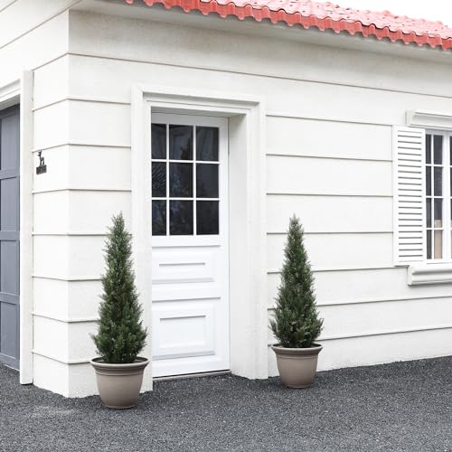 Laiwot 4FT Artificial Cedar Topiary Trees for Outdoors Potted Fake Cypress Trees Faux Evergreen Plants for Home Porch Decor Set of 2 - size: 4ft