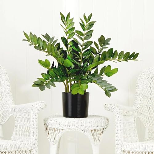 Artificial ZZ Plant for Indoor Decor 34" Fake Plant Potted Plastic Plants for Home Office Desk Farmhouse Room Bathroom Decor