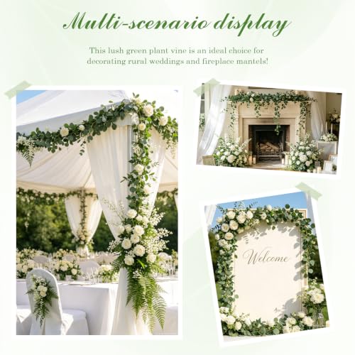 3 Strands Odorless Artificial Vines, 6FT Silk Ivy Garland, Fake Greenery Hanging Plants, Decoration for Party, Wedding, Room. (green6) - color: Green6